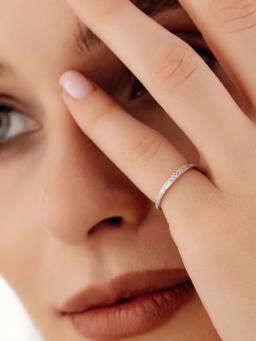 LEPTA Ring "Save and Preserve" made of silver with pink cubic zirconia, consecrated